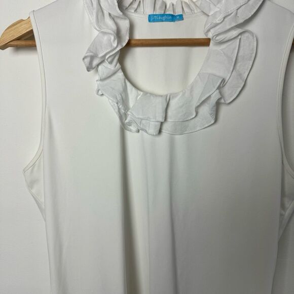 J. McLaughlin Durham White Ruffle Neck Tank Top Sleeveless Blouse Size medium - Picture 3 of 11